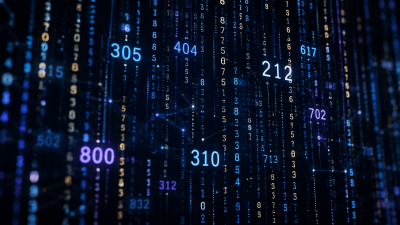 Glowing area codes including 212, 305, 404, 310, 800 and 702 emerging from streams of falling data